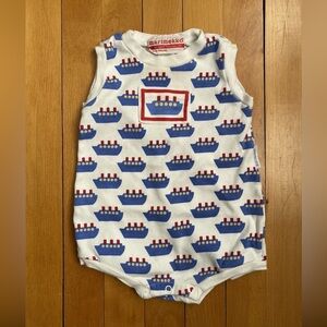 Vintage Marimekko by Sweet Potatoes Onesie 6M One-Piece Romper Boats Ships Baby